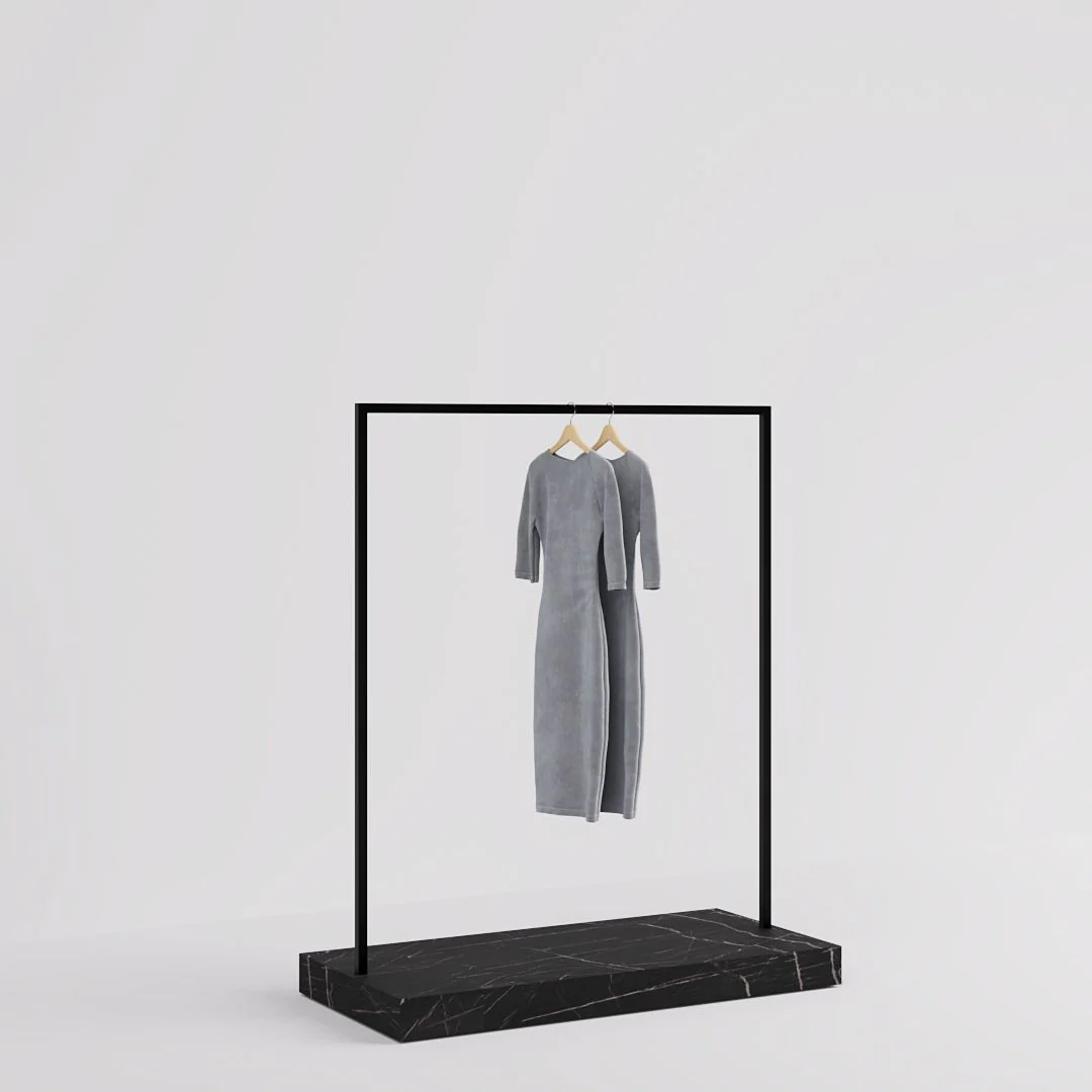 Konfektionsständer Kansas, Schwarz/Marmoroptik, B 125, 3 Höhen - Image 8
