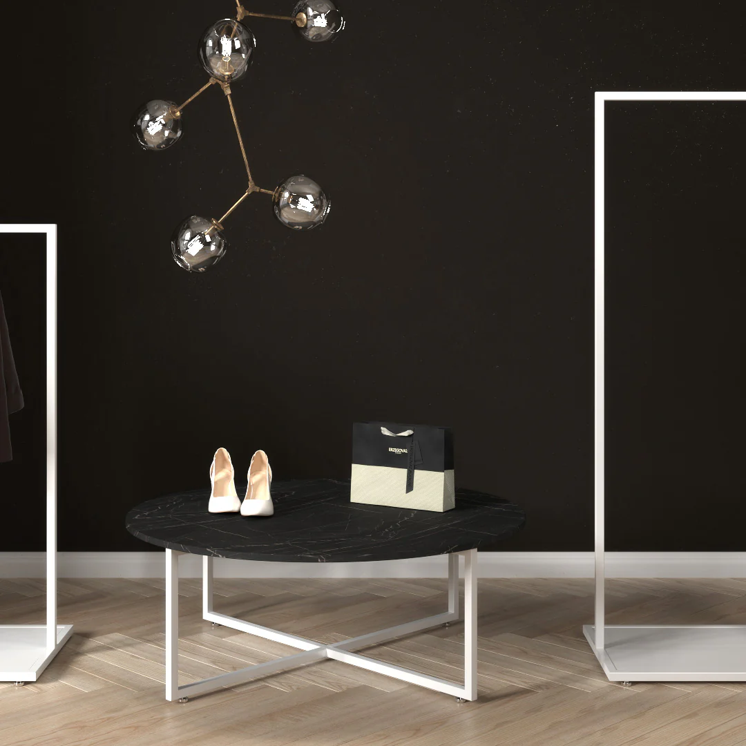 PrÀsentationstisch Como, rund, in Marmoroptik - Image 5