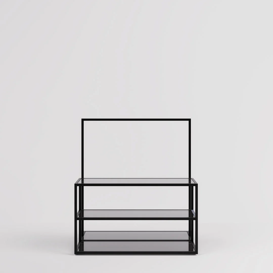 Vorlagetisch & Konfektionsständer Set Como, in schwarz mit Glasfachböden - Image 4
