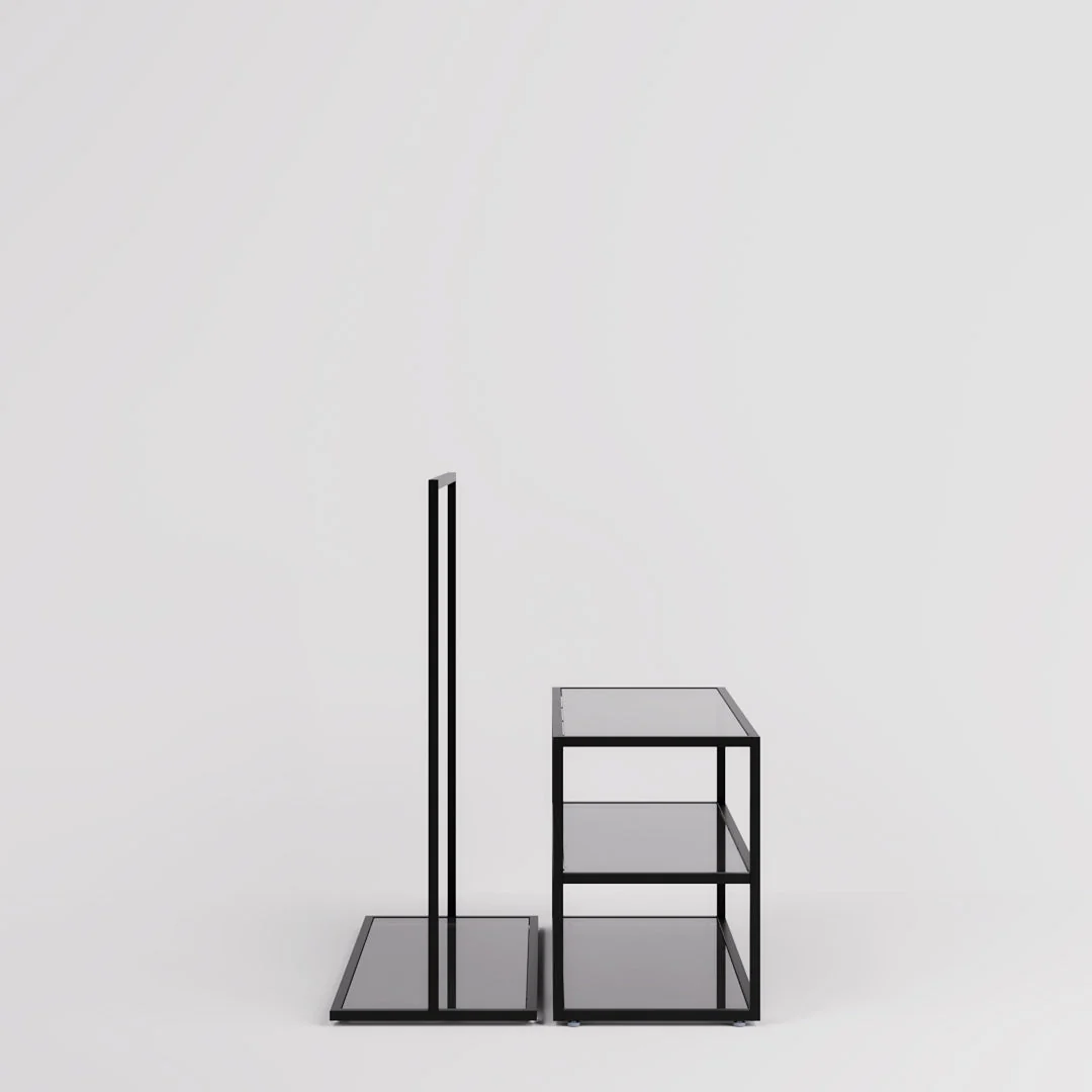 Vorlagetisch & Konfektionsständer Set Como, in schwarz mit Glasfachböden - Image 5