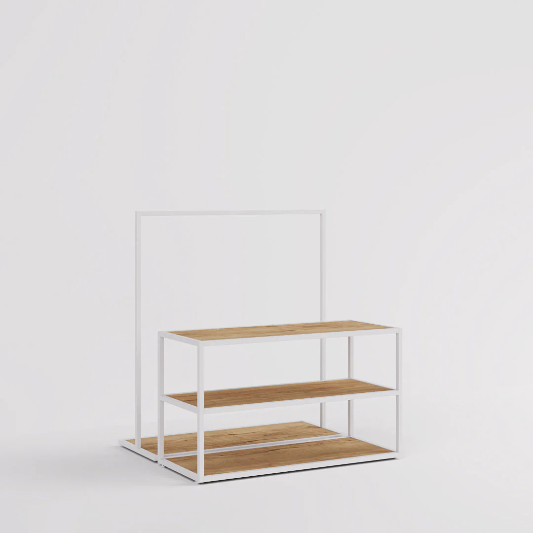 Vorlagetisch & Konfektionsständer Set Como, in weiß / Holzoptik - Image 5