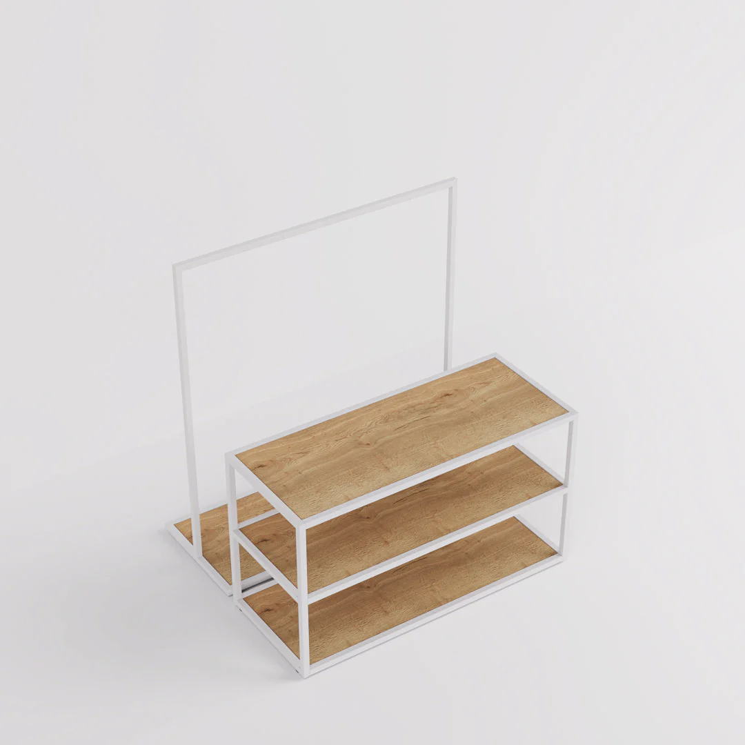 Vorlagetisch & Konfektionsständer Set Como, in weiß / Holzoptik - Image 8